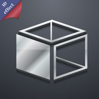 3d cube icon symbol. 3D style. Trendy, modern design with space for your text illustration. Rastrized copy