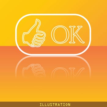 OK icon symbol Flat modern web design with reflection and space for your text. illustration. Raster version