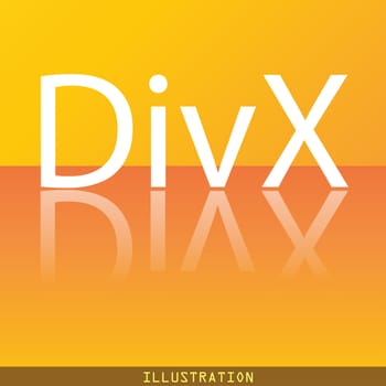 DivX video format icon symbol Flat modern web design with reflection and space for your text. illustration. Raster version