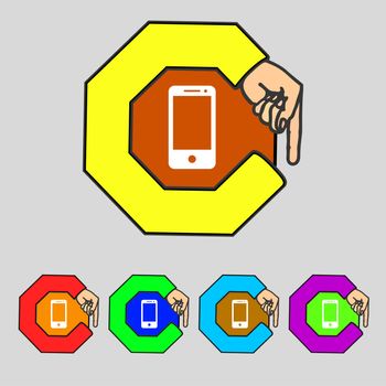 Smartphone sign icon. Support symbol. Call center. Set colur buttons illustration