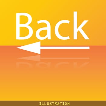 Back Arrow icon symbol Flat modern web design with reflection and space for your text. illustration. Raster version