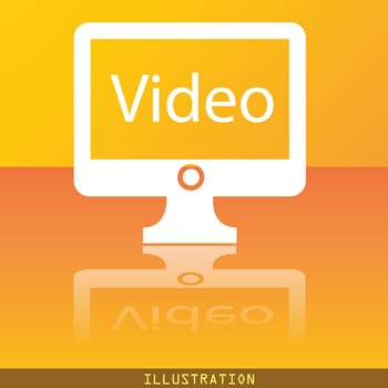video icon symbol Flat modern web design with reflection and space for your text. illustration. Raster version