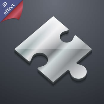 Puzzle piece icon symbol. 3D style. Trendy, modern design with space for your text illustration. Rastrized copy