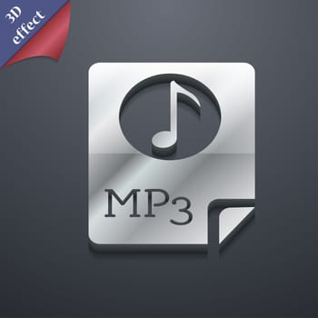 Audio, MP3 file icon symbol. 3D style. Trendy, modern design with space for your text illustration. Rastrized copy