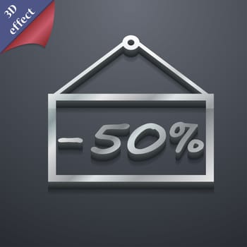 50 discount icon symbol. 3D style. Trendy, modern design with space for your text illustration. Rastrized copy