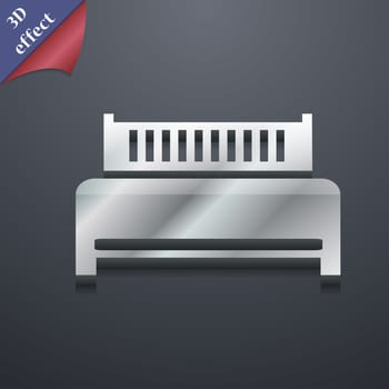 Hotel, bed icon symbol. 3D style. Trendy, modern design with space for your text illustration. Rastrized copy