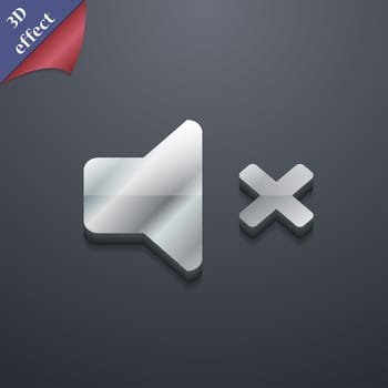 Mute speaker , Sound icon symbol. 3D style. Trendy, modern design with space for your text illustration. Rastrized copy