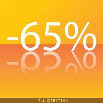 65 percent discount icon symbol Flat modern web design with reflection and space for your text. illustration. Raster version