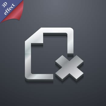 delete File document icon symbol. 3D style. Trendy, modern design with space for your text illustration. Rastrized copy