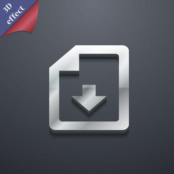 import, download file icon symbol. 3D style. Trendy, modern design with space for your text illustration. Rastrized copy