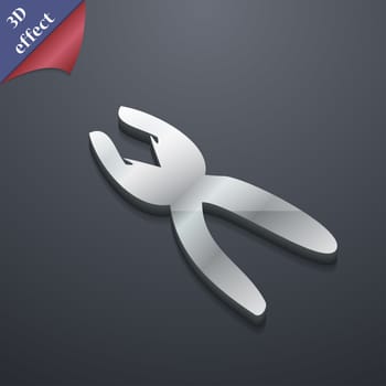 pliers icon symbol. 3D style. Trendy, modern design with space for your text illustration. Rastrized copy