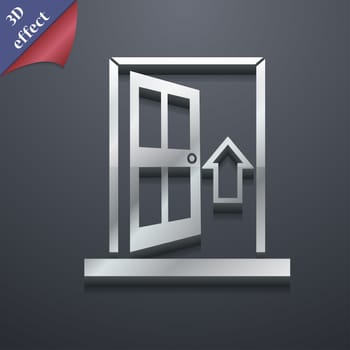 Door, Enter or exit icon symbol. 3D style. Trendy, modern design with space for your text illustration. Rastrized copy