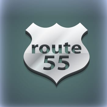 Route 55 highway icon symbol. 3D style. Trendy, modern design with space for your text illustration. Raster version