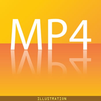 Mpeg4 video format icon symbol Flat modern web design with reflection and space for your text. illustration. Raster version