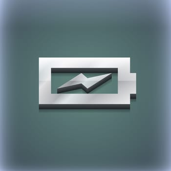 Battery charging icon symbol. 3D style. Trendy, modern design with space for your text illustration. Raster version