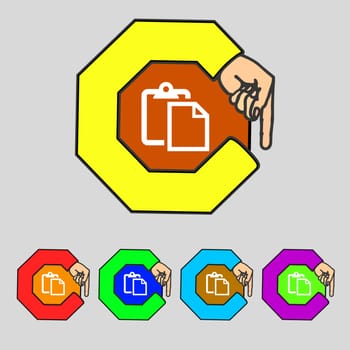 Edit document sign icon. content button. Set colourful buttons Modern UI website navigation. illustration