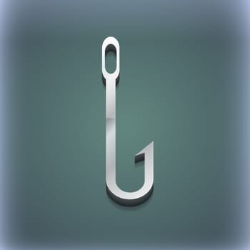 Fishing hook icon symbol. 3D style. Trendy, modern design with space for your text illustration. Raster version