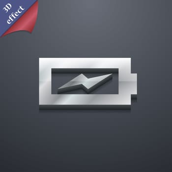 Battery charging icon symbol. 3D style. Trendy, modern design with space for your text illustration. Rastrized copy