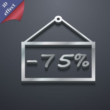 75 discount icon symbol. 3D style. Trendy, modern design with space for your text illustration. Rastrized copy