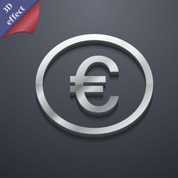 Euro icon symbol. 3D style. Trendy, modern design with space for your text illustration. Rastrized copy