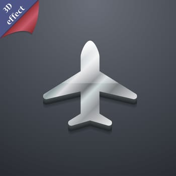 Airplane, Plane, Travel, Flight icon symbol. 3D style. Trendy, modern design with space for your text illustration. Rastrized copy