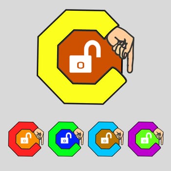 Lock sign icon. Locker symbol. Set colur buttons. illustration