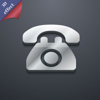 Retro telephone icon symbol. 3D style. Trendy, modern design with space for your text illustration. Rastrized copy