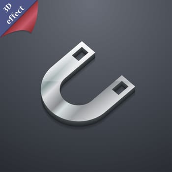 magnet, horseshoe icon symbol. 3D style. Trendy, modern design with space for your text illustration. Rastrized copy