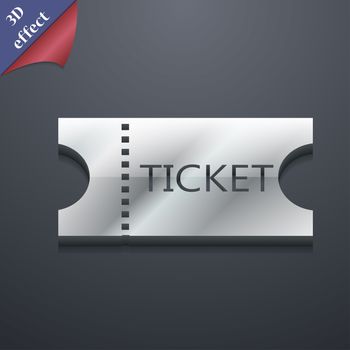 ticket icon symbol. 3D style. Trendy, modern design with space for your text illustration. Rastrized copy