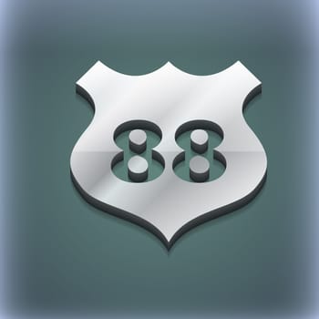 Route 88 highway icon symbol. 3D style. Trendy, modern design with space for your text illustration. Raster version