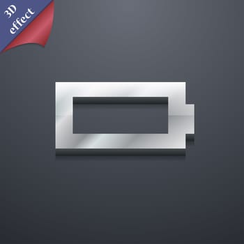 Battery empty icon symbol. 3D style. Trendy, modern design with space for your text illustration. Rastrized copy