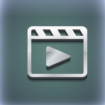 Play video icon symbol. 3D style. Trendy, modern design with space for your text illustration. Raster version