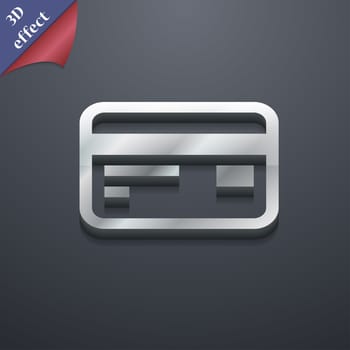 Credit, debit card icon symbol. 3D style. Trendy, modern design with space for your text illustration. Rastrized copy