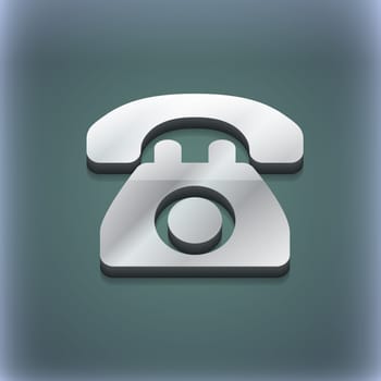 Retro telephone icon symbol. 3D style. Trendy, modern design with space for your text illustration. Raster version