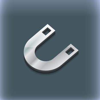 magnet, horseshoe icon symbol. 3D style. Trendy, modern design with space for your text illustration. Raster version