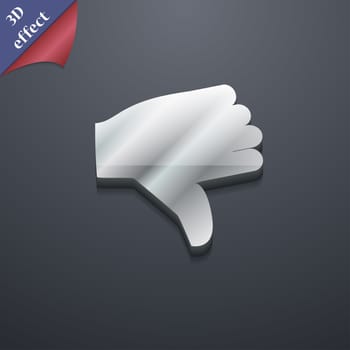 Dislike, Thumb down icon symbol. 3D style. Trendy, modern design with space for your text illustration. Rastrized copy