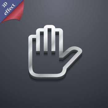 Hand print, Stop icon symbol. 3D style. Trendy, modern design with space for your text illustration. Rastrized copy