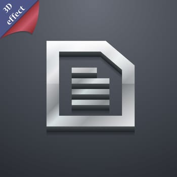 Text File document icon symbol. 3D style. Trendy, modern design with space for your text illustration. Rastrized copy