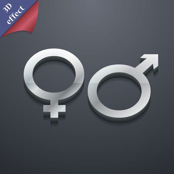 male and female icon symbol. 3D style. Trendy, modern design with space for your text illustration. Rastrized copy