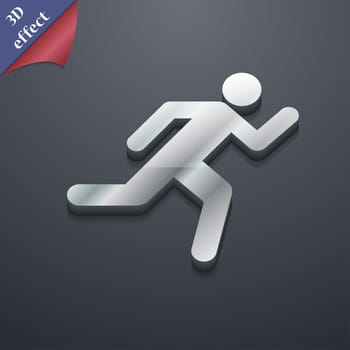 running man icon symbol. 3D style. Trendy, modern design with space for your text illustration. Rastrized copy