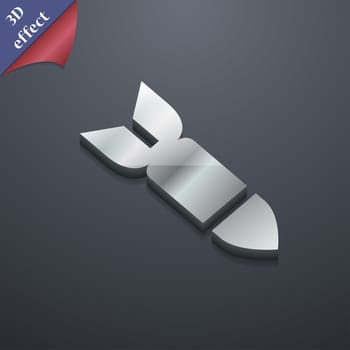 Missile,Rocket weapon icon symbol. 3D style. Trendy, modern design with space for your text illustration. Rastrized copy