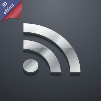 RSS feed icon symbol. 3D style. Trendy, modern design with space for your text illustration. Rastrized copy