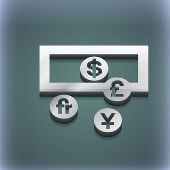 currencies of the world icon symbol. 3D style. Trendy, modern design with space for your text illustration. Raster version