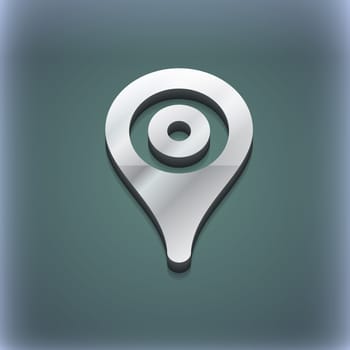 Map pointer, GPS location icon symbol. 3D style. Trendy, modern design with space for your text illustration. Raster version