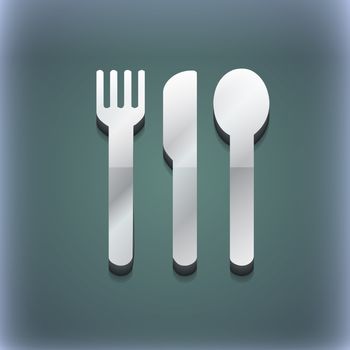 fork, knife, spoon icon symbol. 3D style. Trendy, modern design with space for your text illustration. Raster version