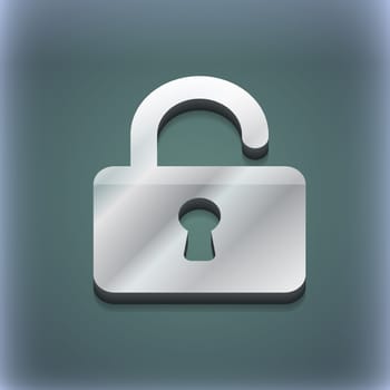 Open Padlock icon symbol. 3D style. Trendy, modern design with space for your text illustration. Raster version