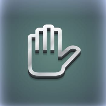 Hand print, Stop icon symbol. 3D style. Trendy, modern design with space for your text illustration. Raster version