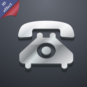 retro telephone handset icon symbol. 3D style. Trendy, modern design with space for your text illustration. Rastrized copy