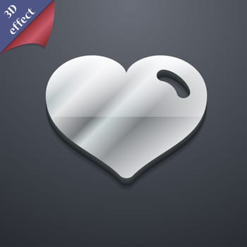 Heart, Love icon symbol. 3D style. Trendy, modern design with space for your text illustration. Rastrized copy