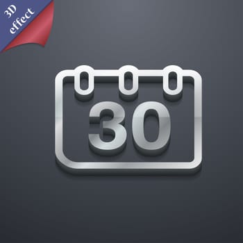 calendar icon symbol. 3D style. Trendy, modern design with space for your text illustration. Rastrized copy